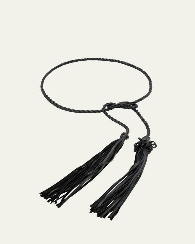 Braided Leather Tassel Belt